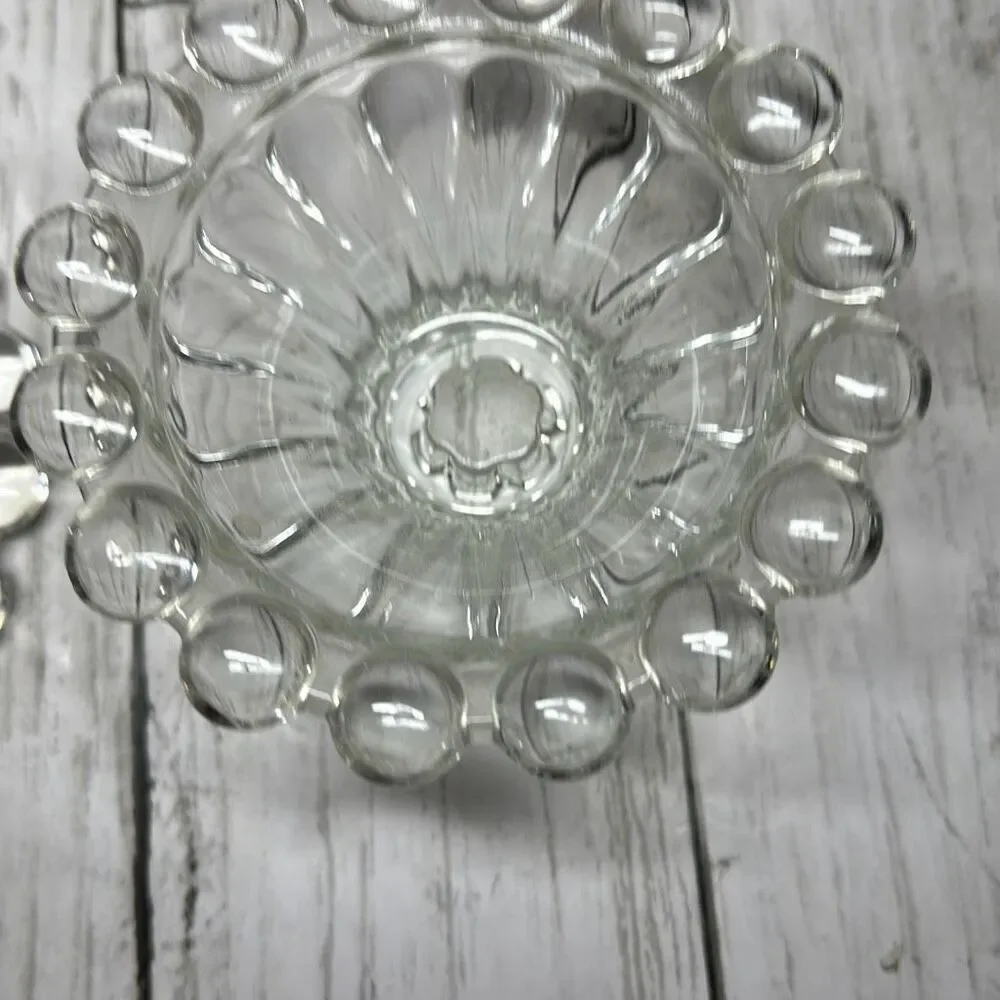 Vintage 1960s Boopie Bubble Glass‎ Candlestick Holder Set